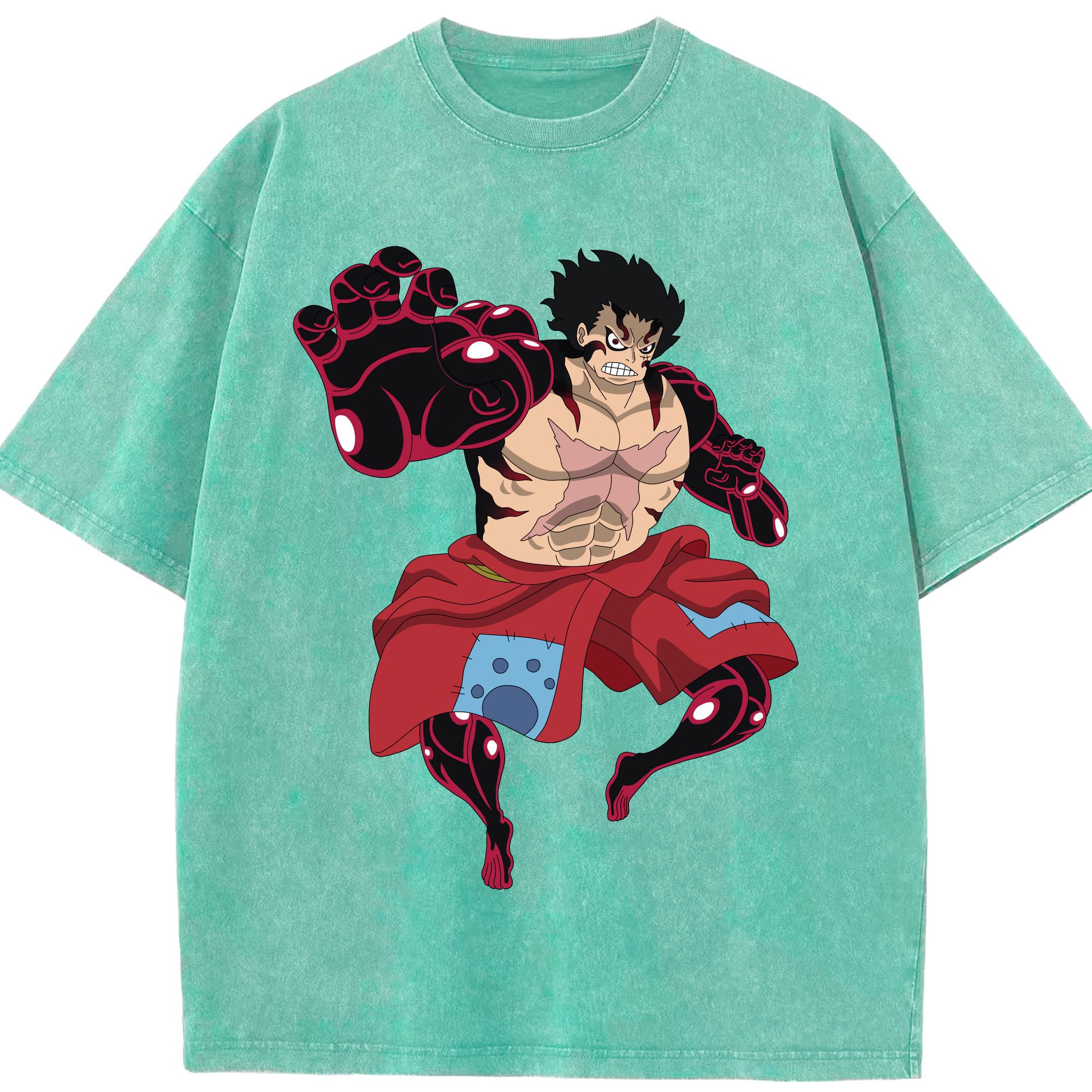 ワンピース モンキー・D・ルフィ ONE PIECE Monkey D. Luffy 綿100% ヴィンテージ風 半袖Tシャツ（フロントプリント）